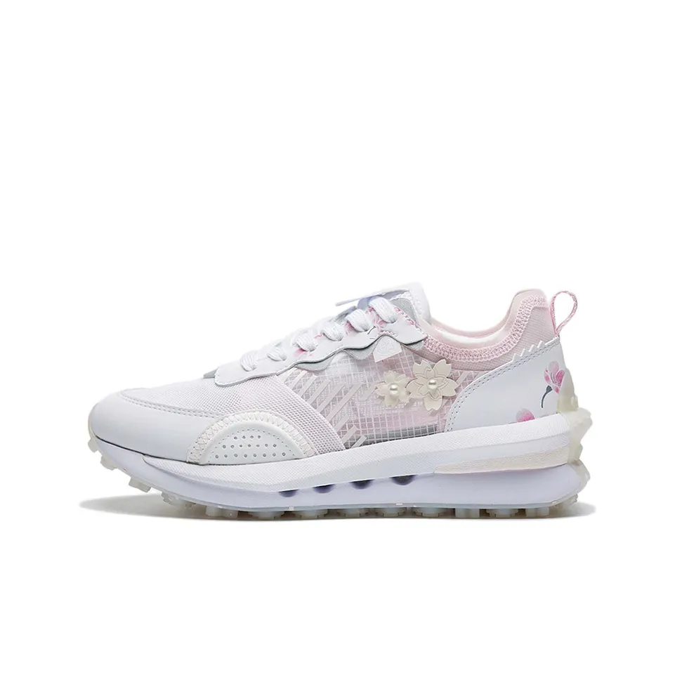 LINING Square Circle V2 Casual Shoes Women's Low Top Standard White/Primrose Pink
