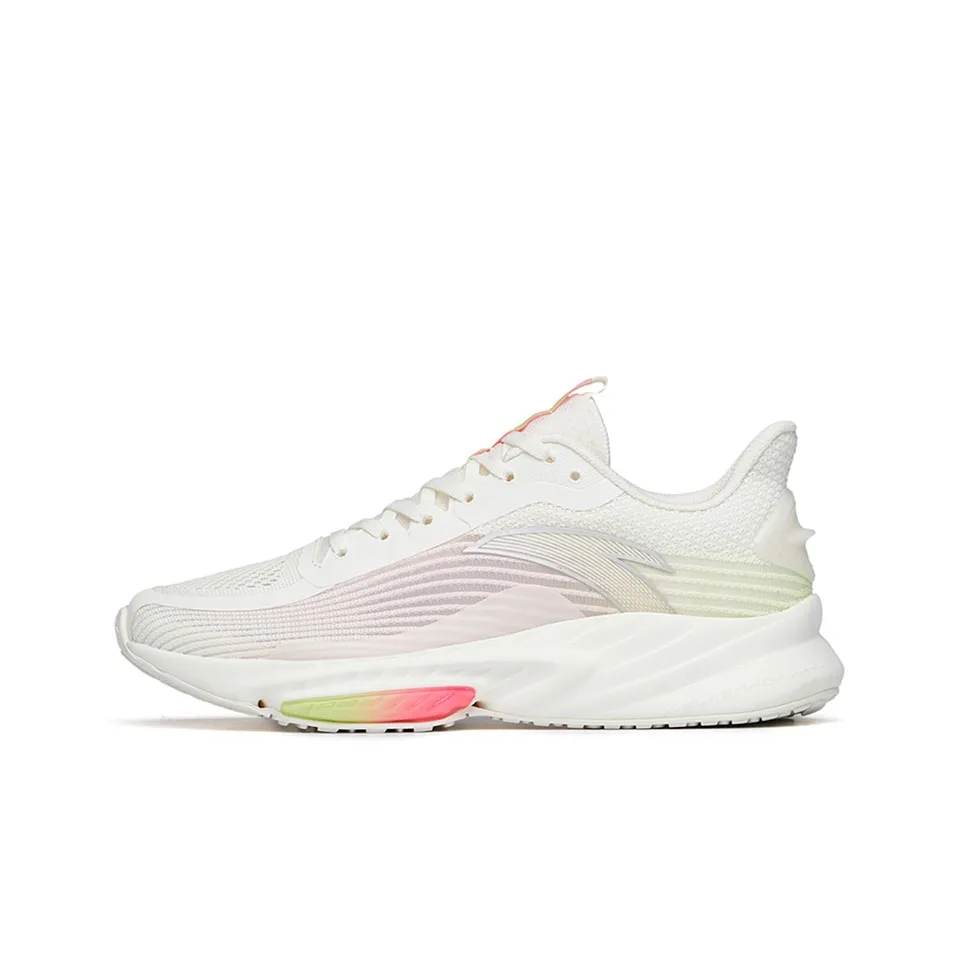 Anta Abrasion Resistant Slip Resistant Low Top Running Shoes Women's White Pink Green