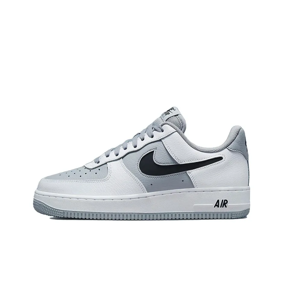 Nike Air Force 1 Slip Resistant Abrasion Resistant Легкий Низкий Топ Скейтбординг Кроссовки Мужские Белые Серые