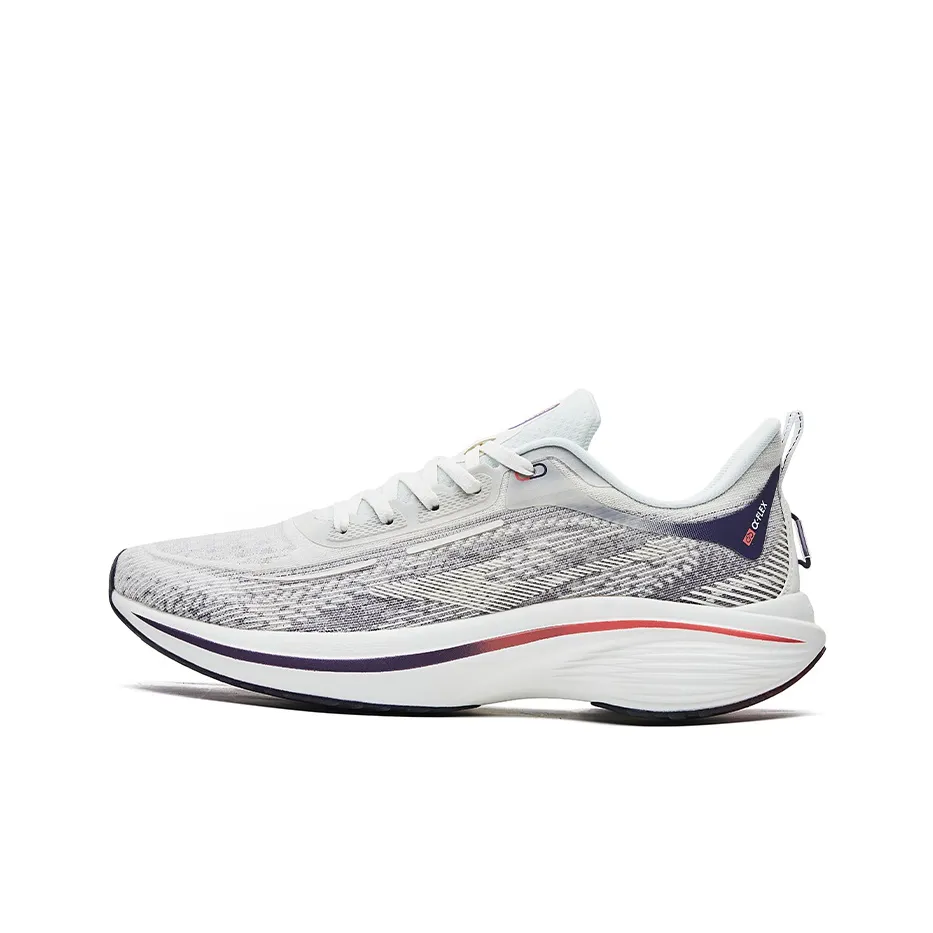 Erke Strange Bullet 3.0 Cushioned Wear-Resistant Breathable Low-Top Running Shoes Men's White