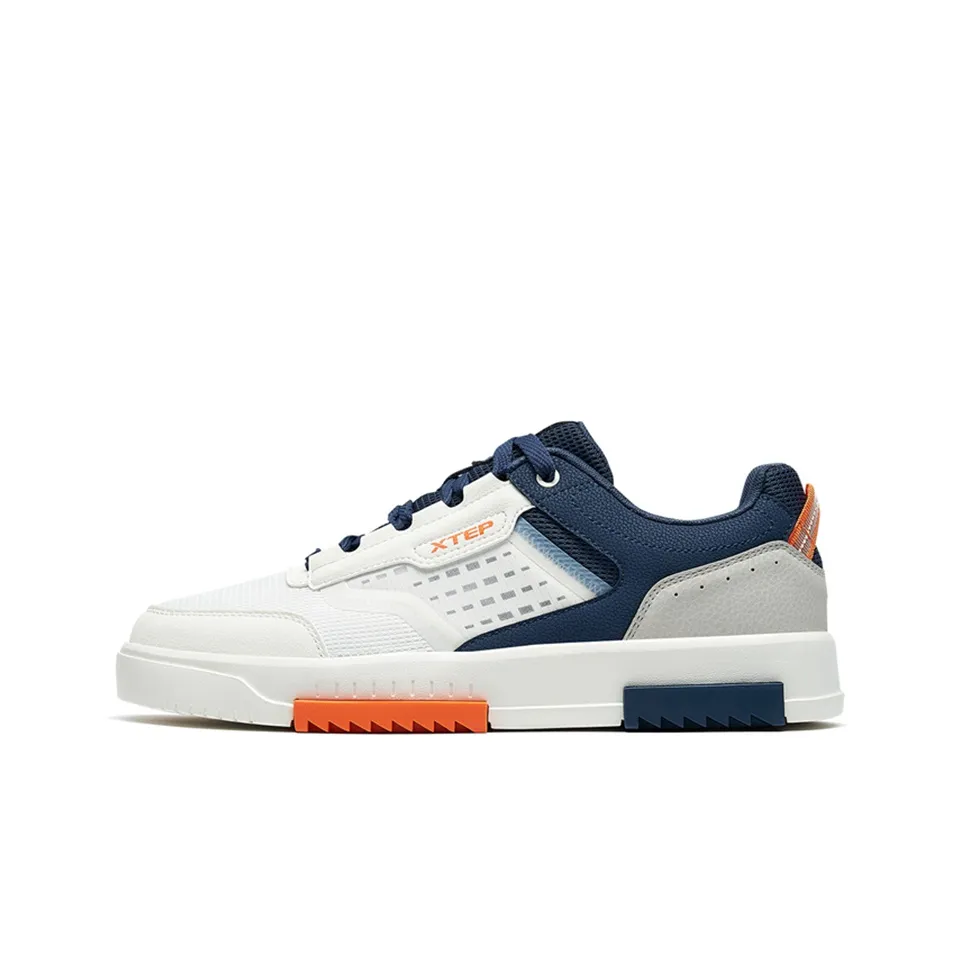 XTEP Дышащий Легкий Устойчивый к истиранию Противоскользящий Низкий Топ Скейтборд Кроссовки Мужские Белый Бирюзовый Синий