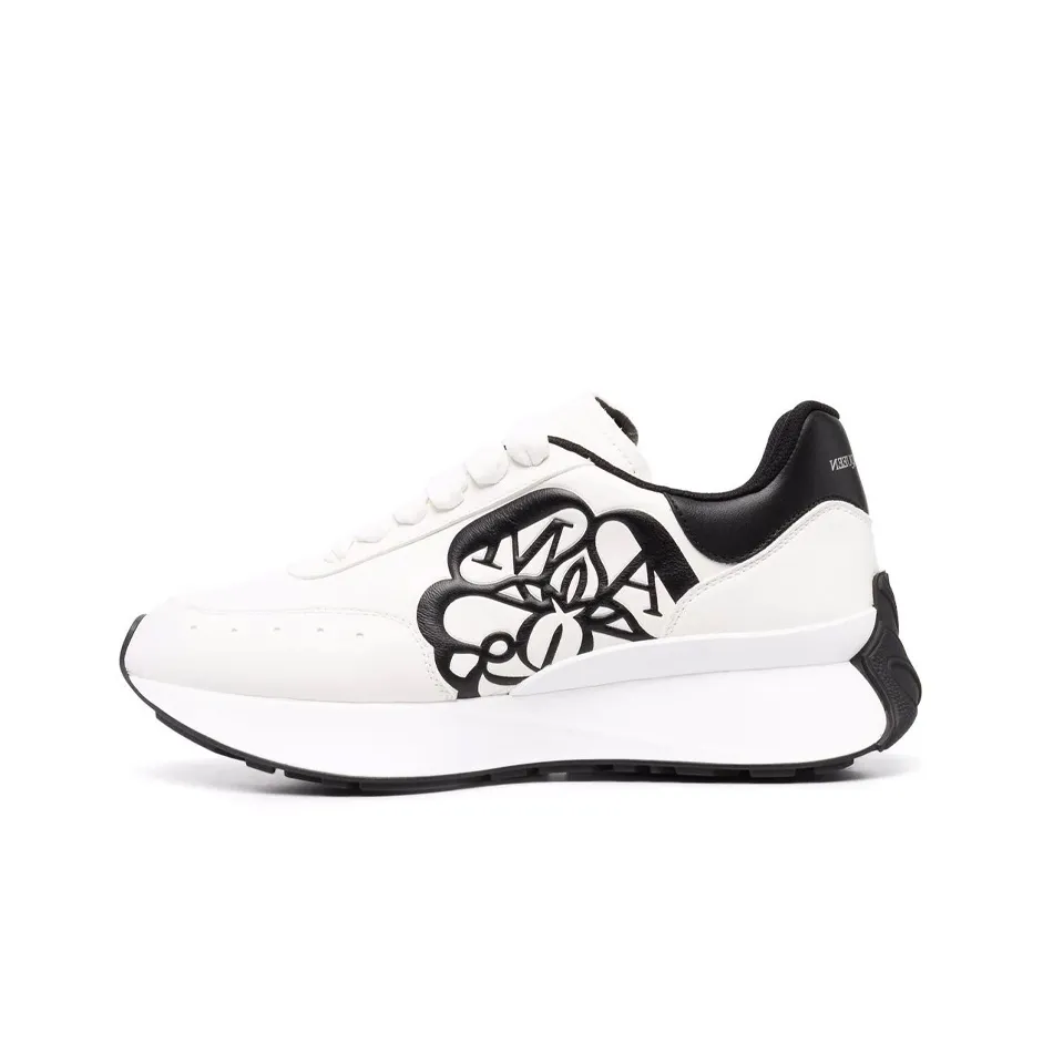 Alexander McQueen Sprint Runner Lace Up Sneakers 'White Black' Women's