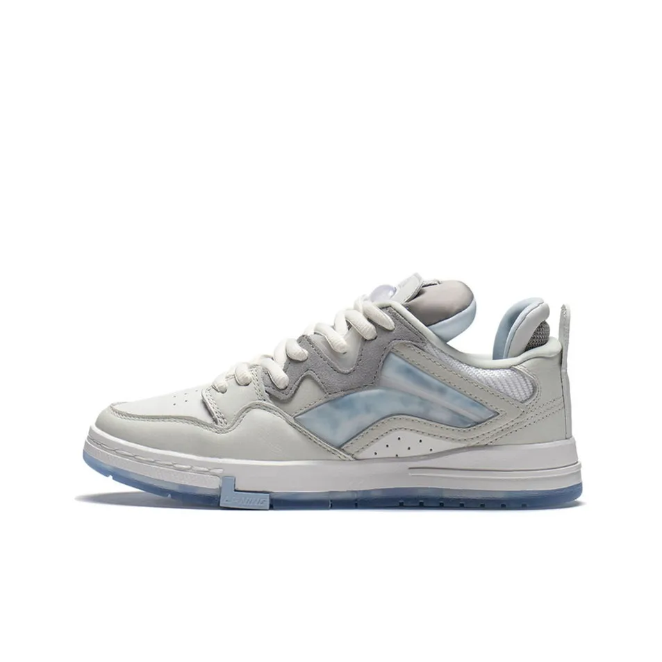 LiNing Pro Abrasion Resistant Breathable Low Top Skateboard Shoes Women's Frost White