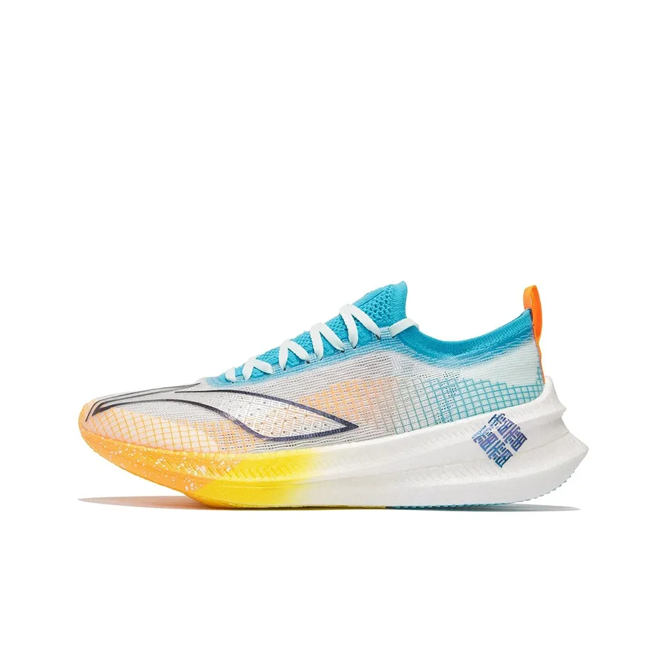 LiNing Feidian 2 Elite Chiffon Anti-Slip And Wear-Resistant Lightweight Low-Top Running Shoes White Blue Orange