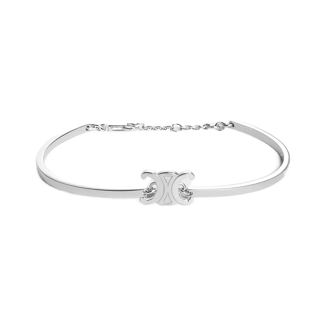 celine Hedi Triomphe Articulated Bracelet In Brass With Rhodium Finish