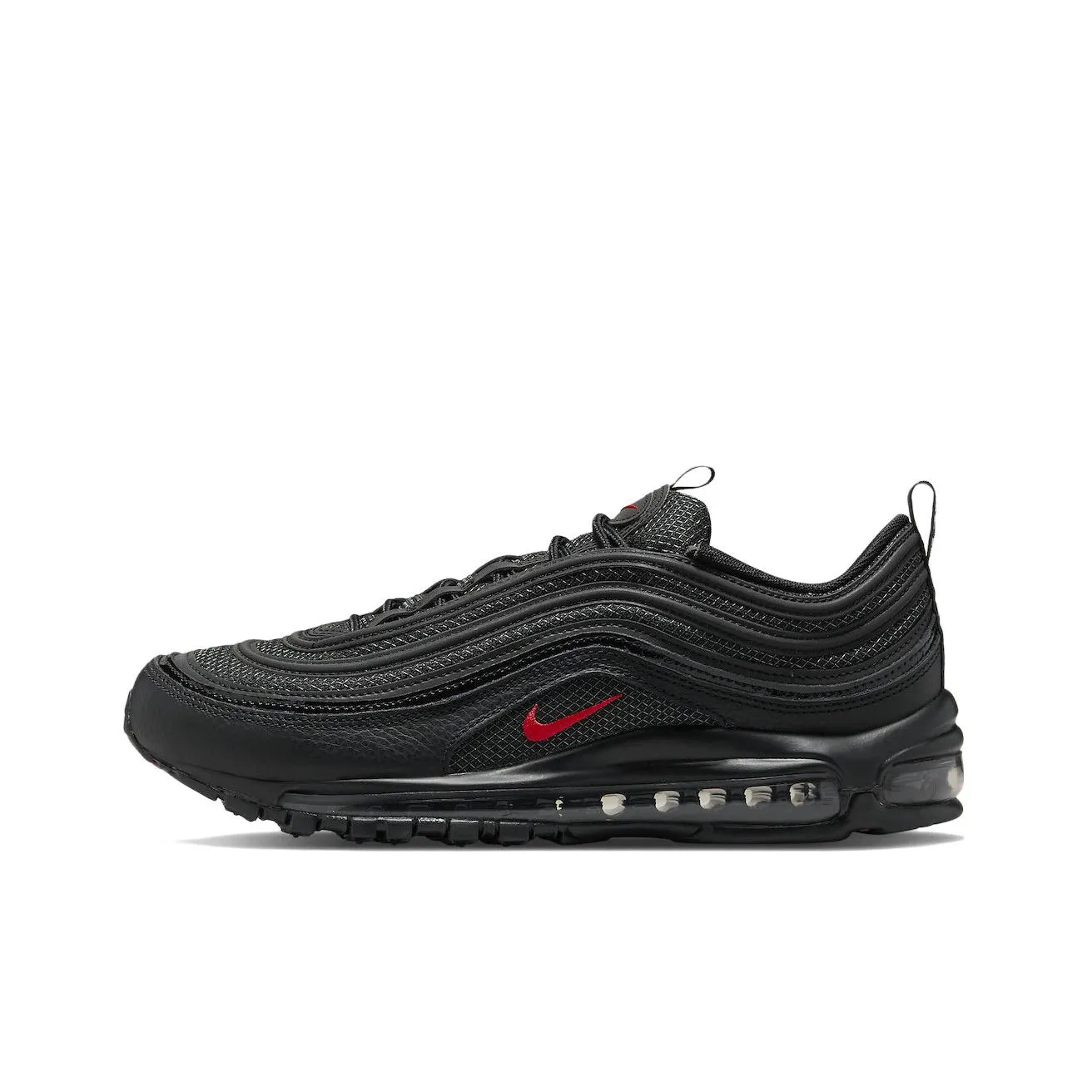 Nike Air Max 97 Амортизация Износостойкий Низкий Топ Воздушная Подушка Беговые Кроссовки Унисекс Черный Красный