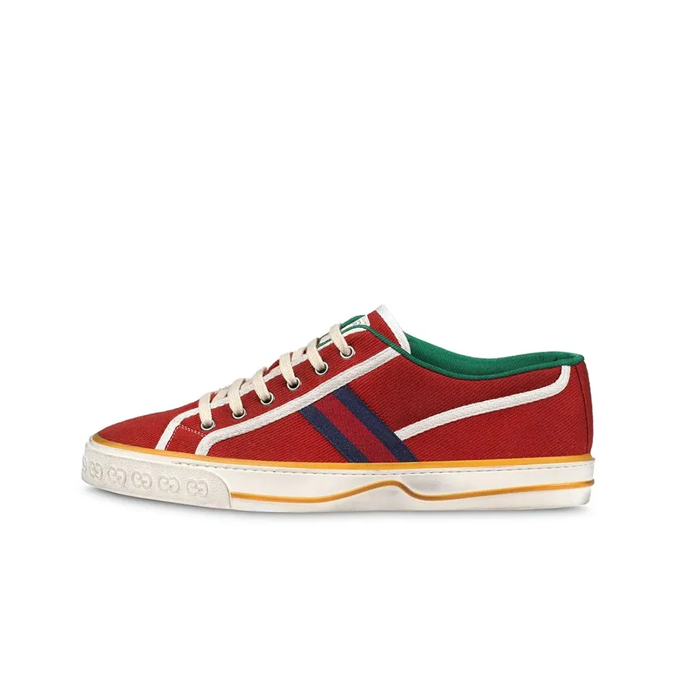 GUCCI Tennis 1977 Низкий Топ Стильный Скейтбординг Женские Красный