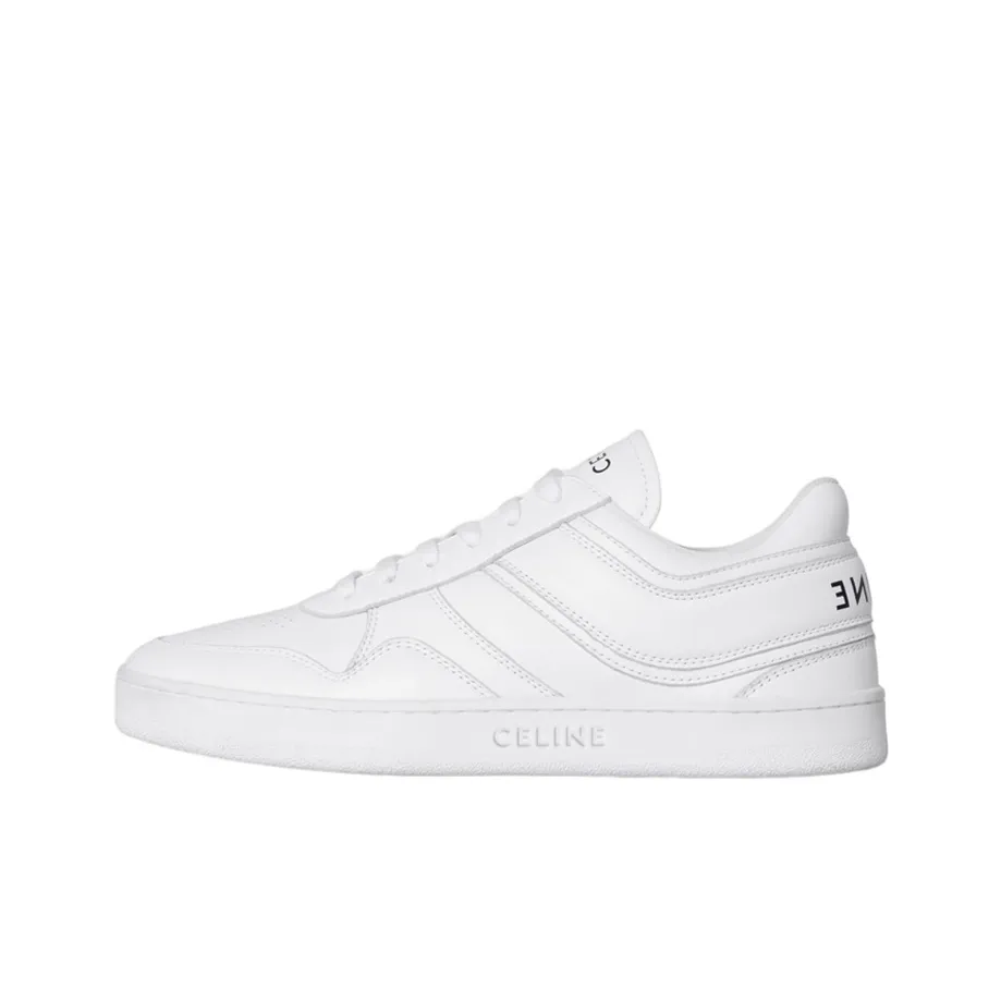 CELINE Trainer Low Top Stylish Skateboarding Shoes Women's White