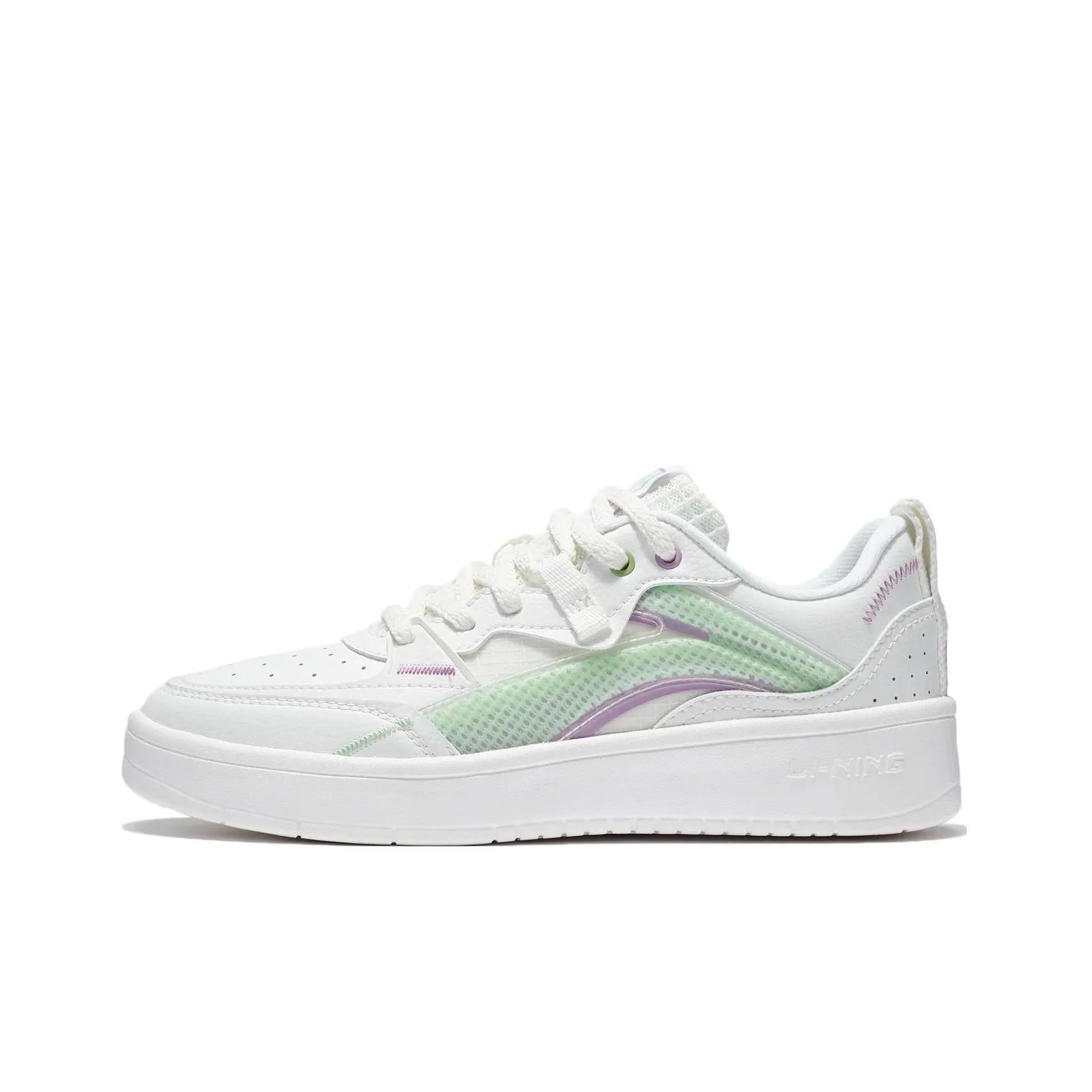 LiNing Jade Star Xuan Star Cushioning, Wear Resistant Low Top Skateboard Shoes Women's White Green