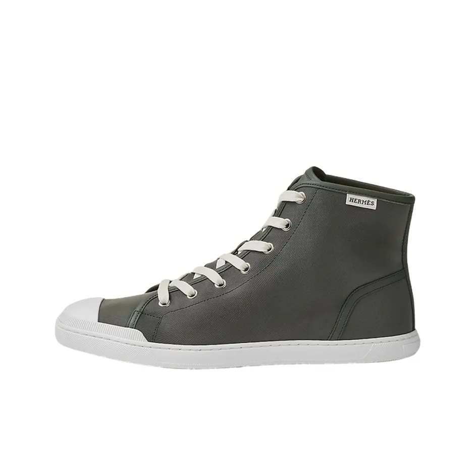 HERMES High Top Canvas Shoes Men's Black
