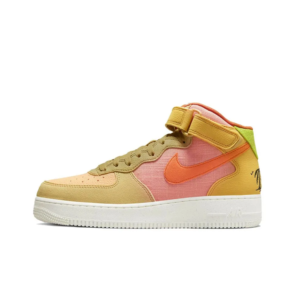 Nike Air Force 1 Skateboard Shoes Men Mid Top Brown/Pink
