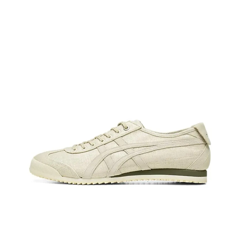 Onitsuka Tiger MEXICO 66 Износостойкий Дышащий Легкий Низкий Топ Марафон Беговые кроссовки Унисекс Кремово-белый