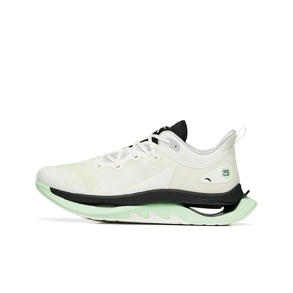 ANTA Running Shoes Men's Low Top Ivory White/Bright Neon Green