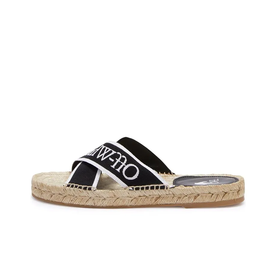 OFF WHITE Rubber Sole Quiet Slide Slippers Women's Black