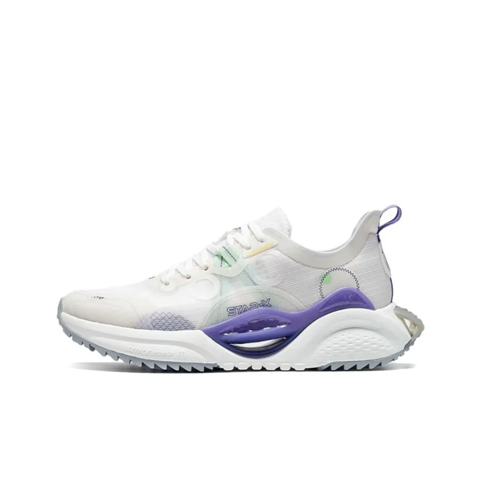 XTEP Star-X Mecha Anti-Slip And Wear-Resistant Breathable Low-Top Sports Casual Shoes Men's White Purple