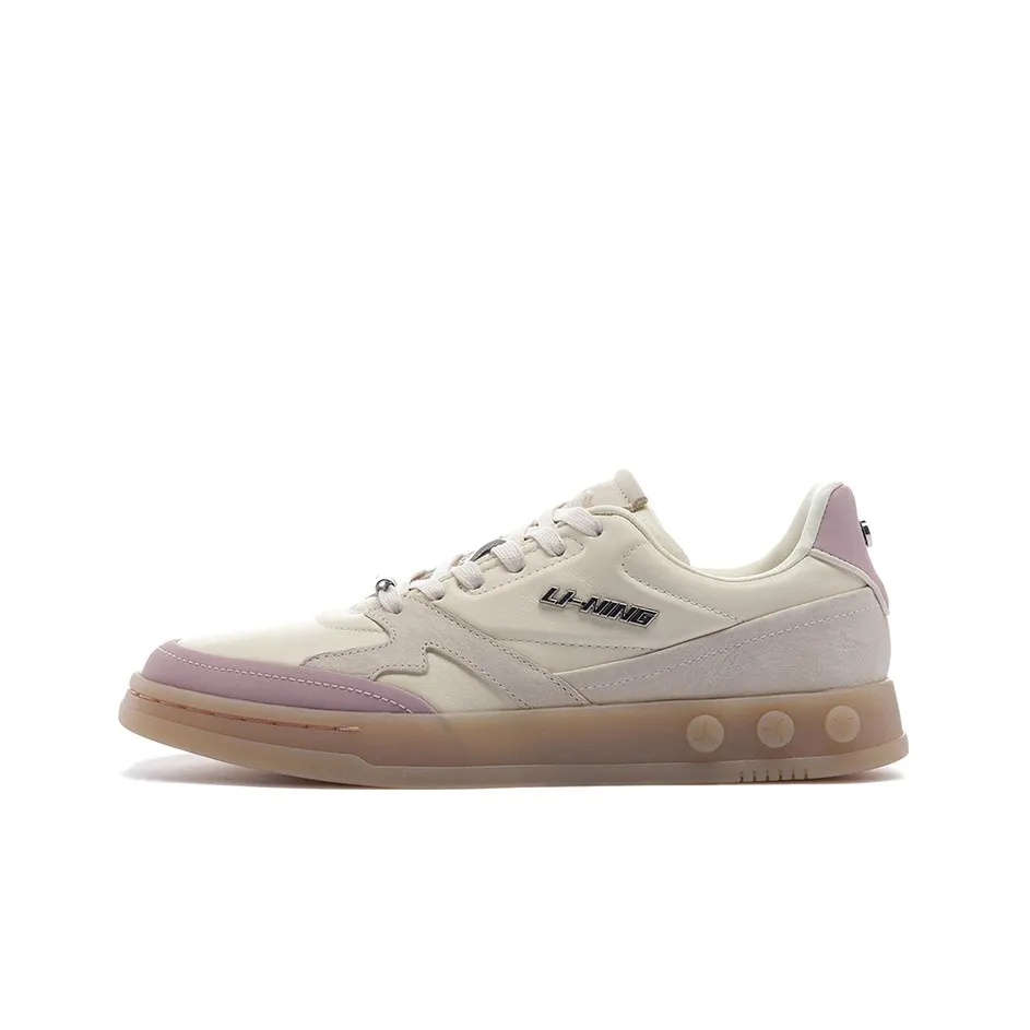 LI NING 1990 Classic Collection Skateboard Shoes Women's Low top Light Ancient Yellow/Light Mauve Purple