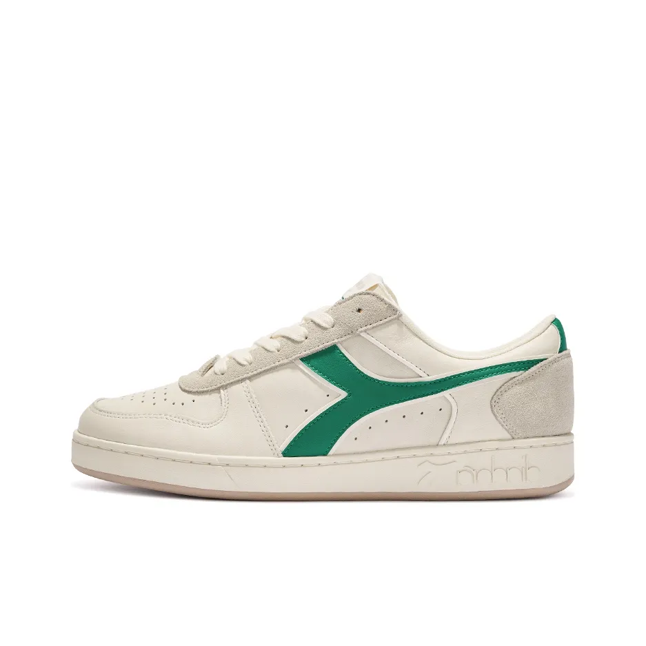 Diadora Magic Basket LOW LEATHER Durable Breathable Lightweight Low Top Casual Shoes Unisex Beige Green