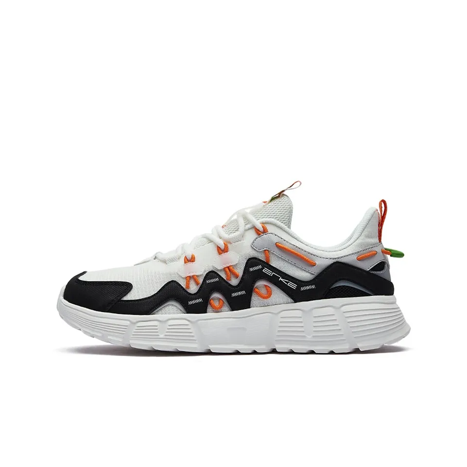 Erke Pastoral Low Top Casual Shoes Men's White Black