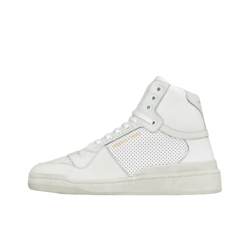 YSL ミッドトップスニーカー YSL Saint Laurent SL/06 Mid Top Sneakers White Leather Stars