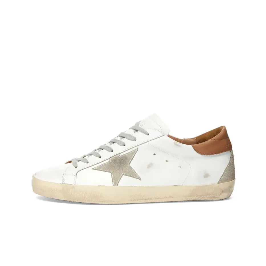 Golden Goose Super Star White Vacchetta Tan Grey Suede Patch