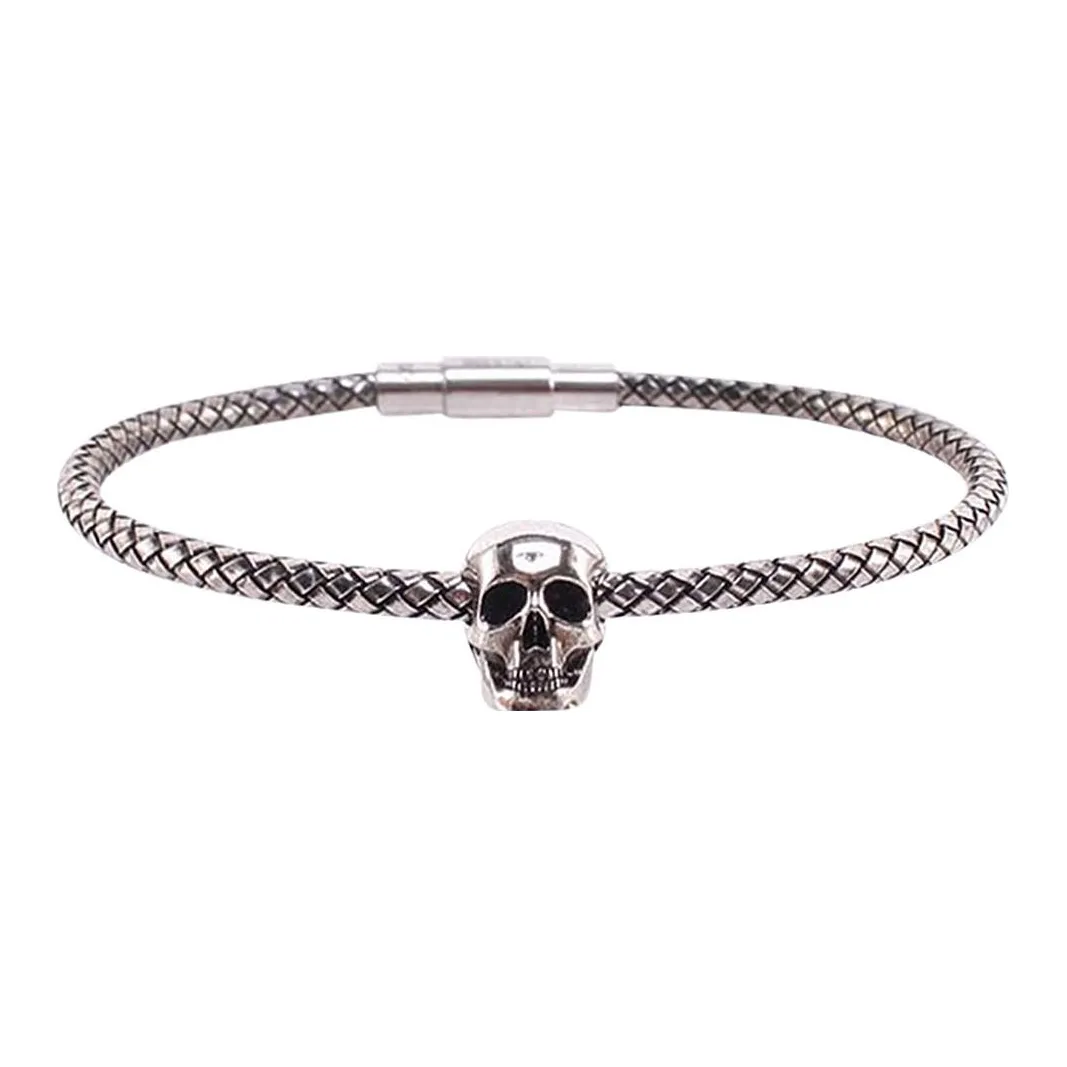 Alexander McQueen Skull Charm Cord Bracelet