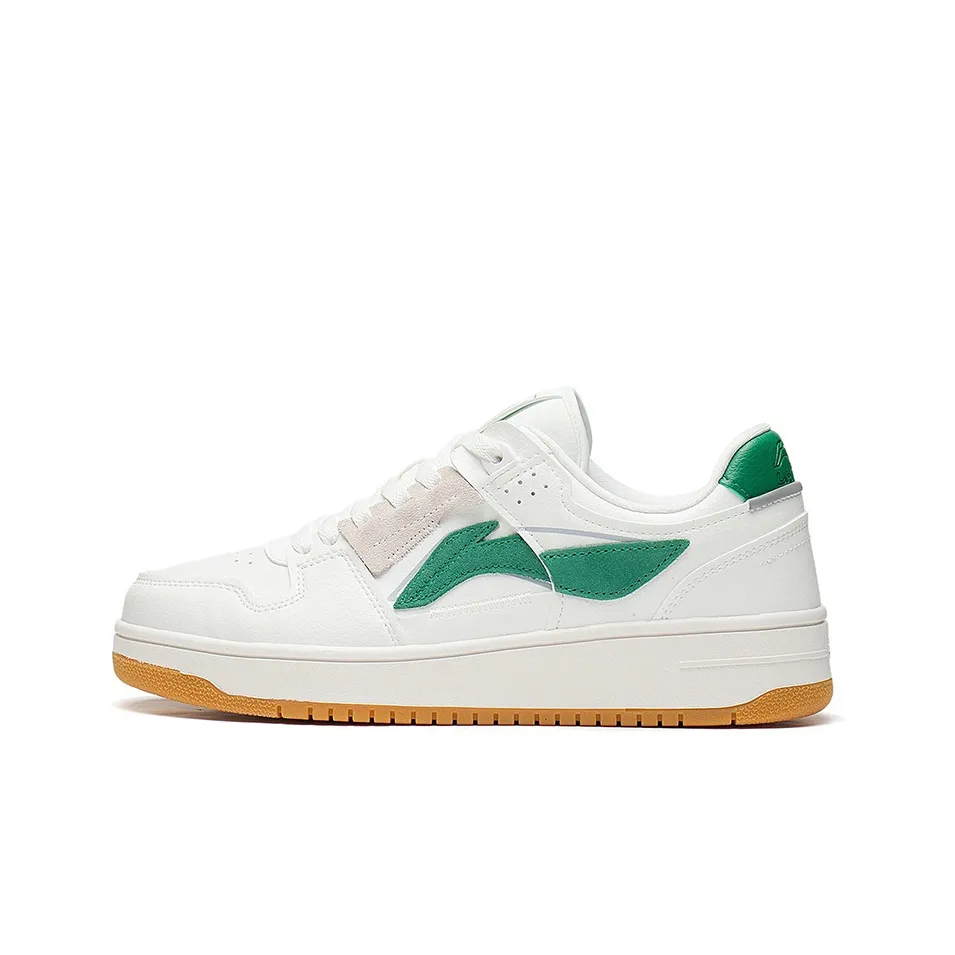 LiNing Slip Resistant Cushioning Abrasion Resistant Lightweight Breathable Low Top Skateboard Shoes Men's White Green