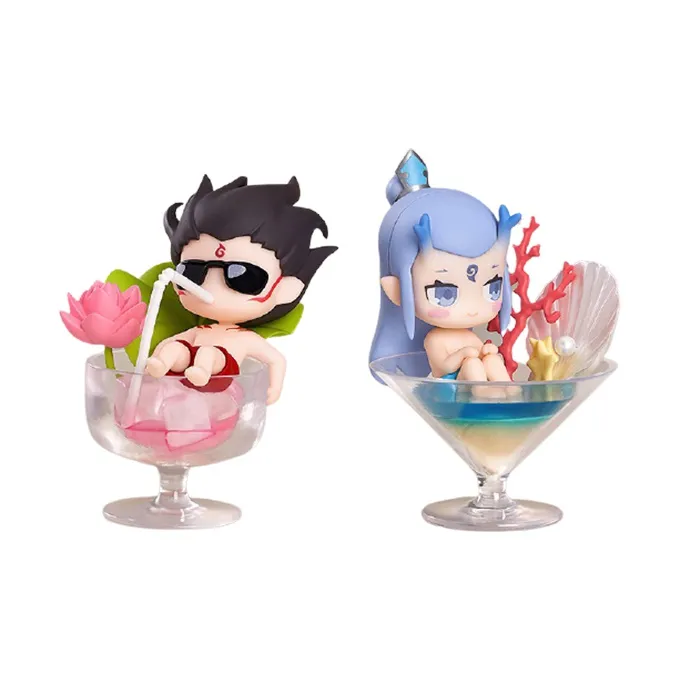 GSC Ne Zha Laughing Beauty, The Descending Demon Child, And Ao Bing, Vacation Set 5.5cm Chibi Figures