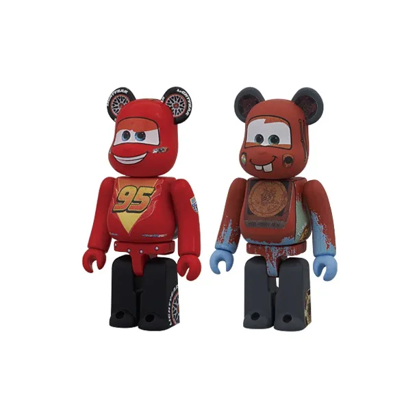 BE@RBRICK Movie Animation Racing Mobil 2 Lightning McQueen & Mater 2 Pack Set Hang Tag Box 100%