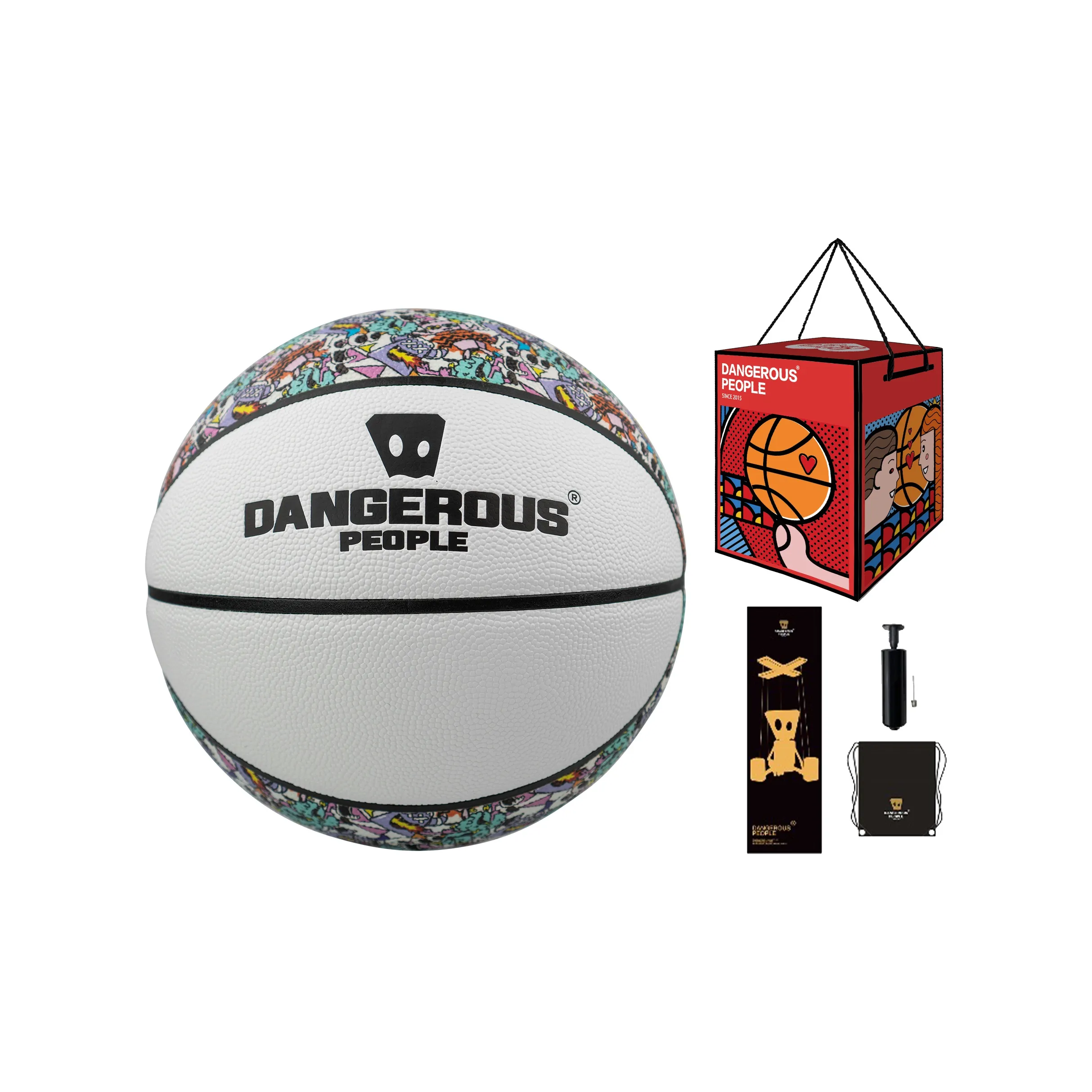 DANGEROUSPEOPLE Graffiti PU Basketball White Size 7 Ball Training Unisex