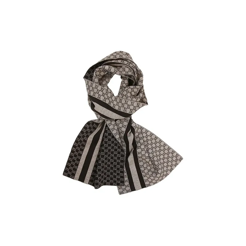 GUCCI Wool Knit Scarves Unisex Brown