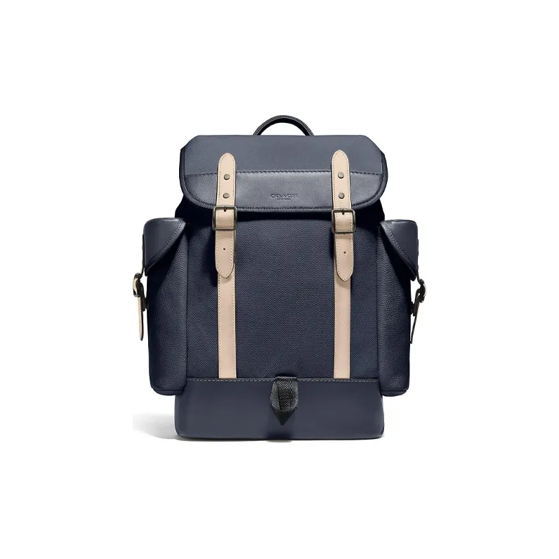 COACH Hitch Canvas With Leather Travel Bag Backpack Large Size Men's Blue