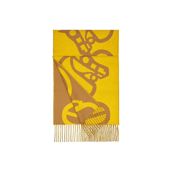 HERMES Knit Scarves Women's Yellow