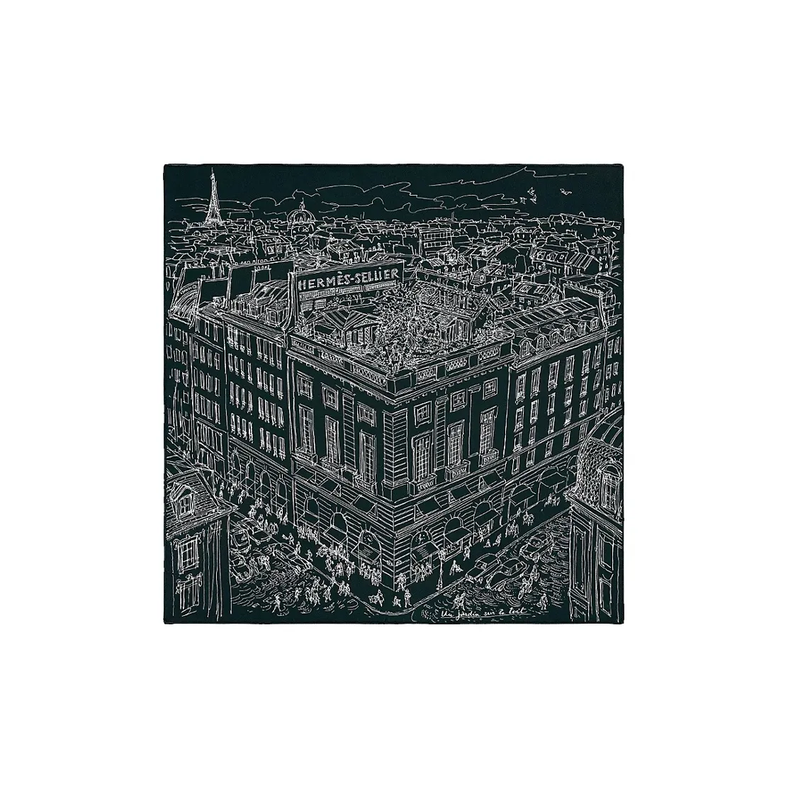 HERMES Roof Garden Silk Scarves Unisex