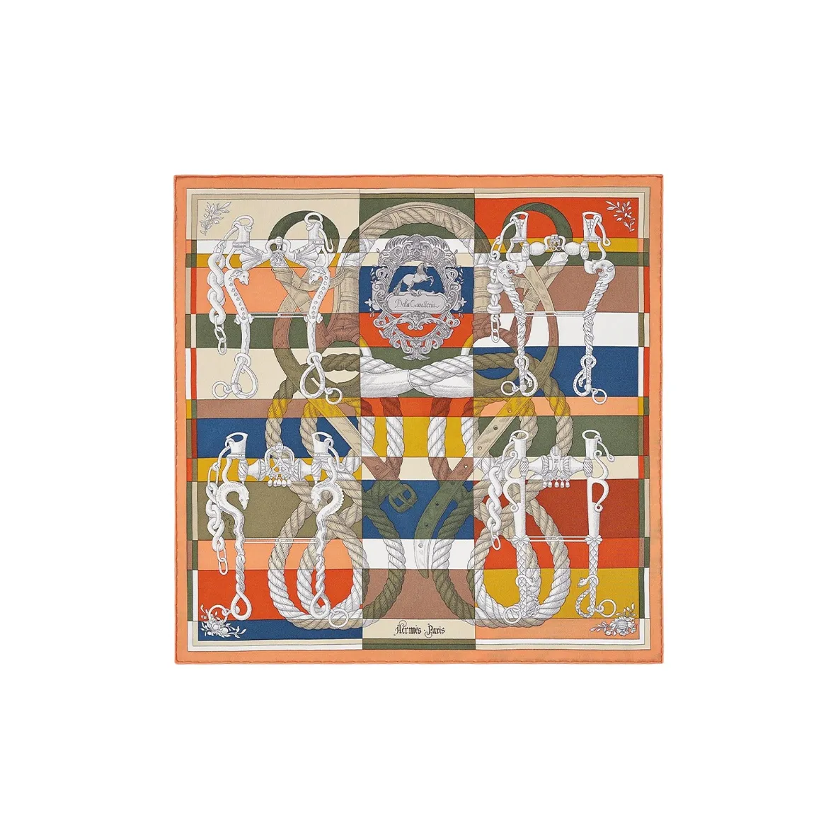 HERMES Della Cavalleria Шелковые шарфы Апельсин Женские