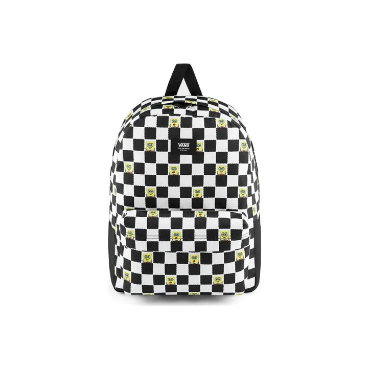 Vans Sponge Baby Collaboration Polyester Backpack Regular Unisex Black White Checkerboard