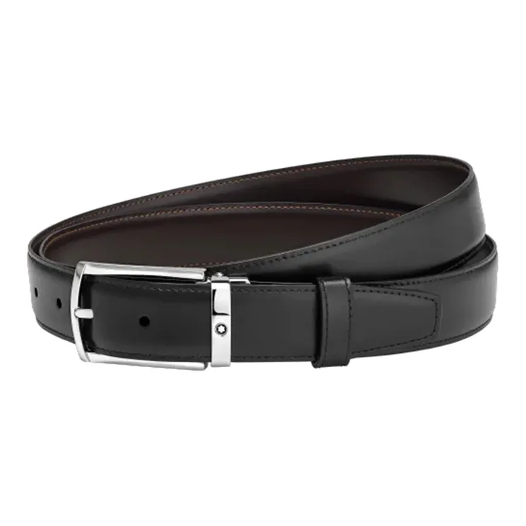 MONTBLANC Cow Leather Belts Men's Black/Brown Width 3cm