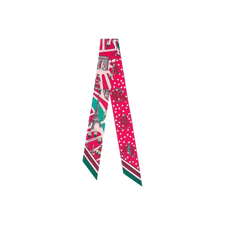 HERMES Маленький шелковый шарф для женщин фуксия