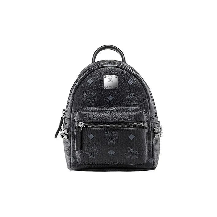 MCM Stark Bebe Boo Backpack Visetos Side Studs X Mini Black