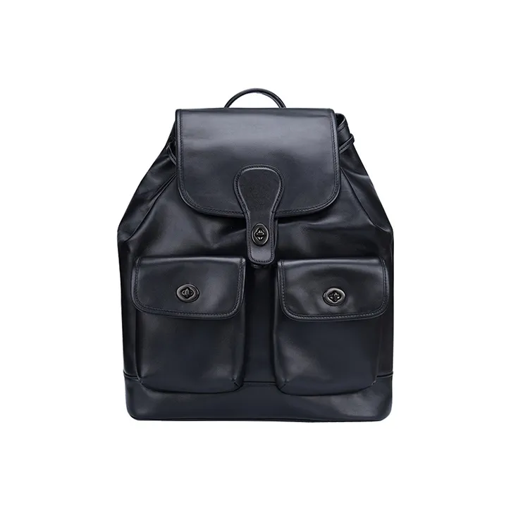 COACH Heritage кожа рюкзак большой мужской черный