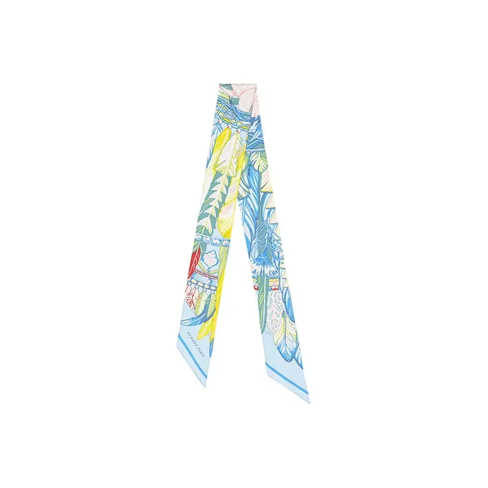 HERMES Silk Scarves Unisex Blue Yellow