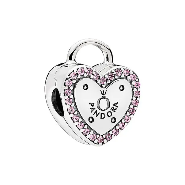 Pandora Sterling Silver 925 пробы, Синтетический кубический цирконий, Ювелирные аксессуары, Серебряный/Розовый, Женские