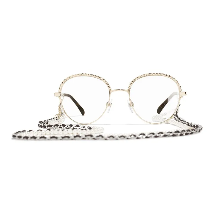 CHANEL Metal Round Eyeglass Frames Women's