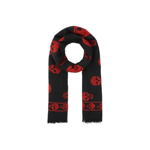 Alexander McQueen Вязаные шарфы Красный Черный Унисекс