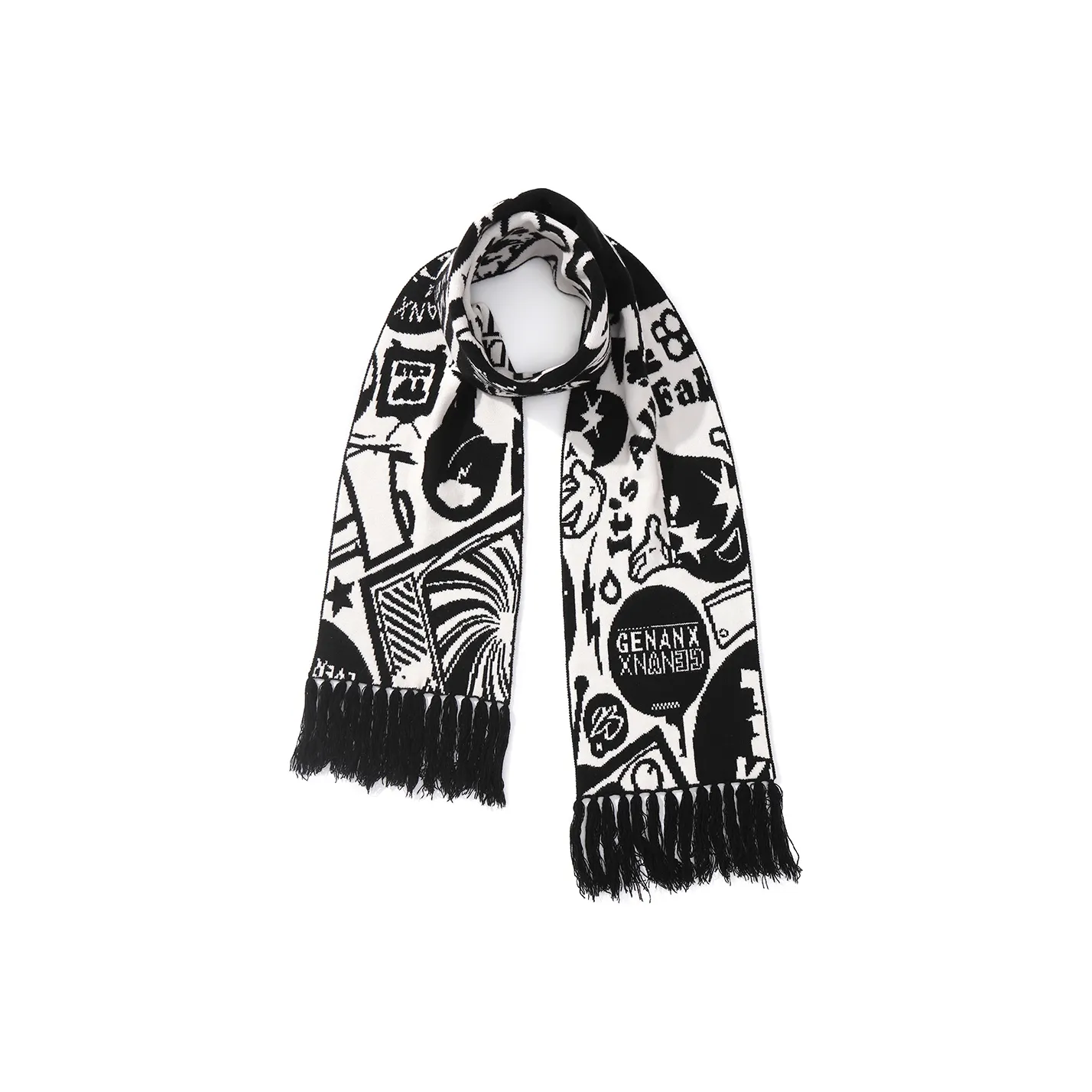 GENANX Шарфы Унисекс Черный Белый