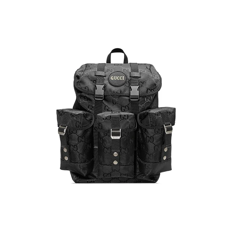 GUCCI Nylon With Leather Backpack Men's Black