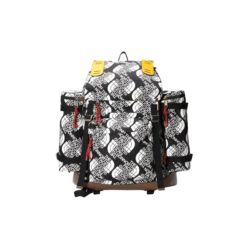 GUCCI The North Face Collaboration Nylon With Leather Dual Compartment Backpack Unisex Multicolor