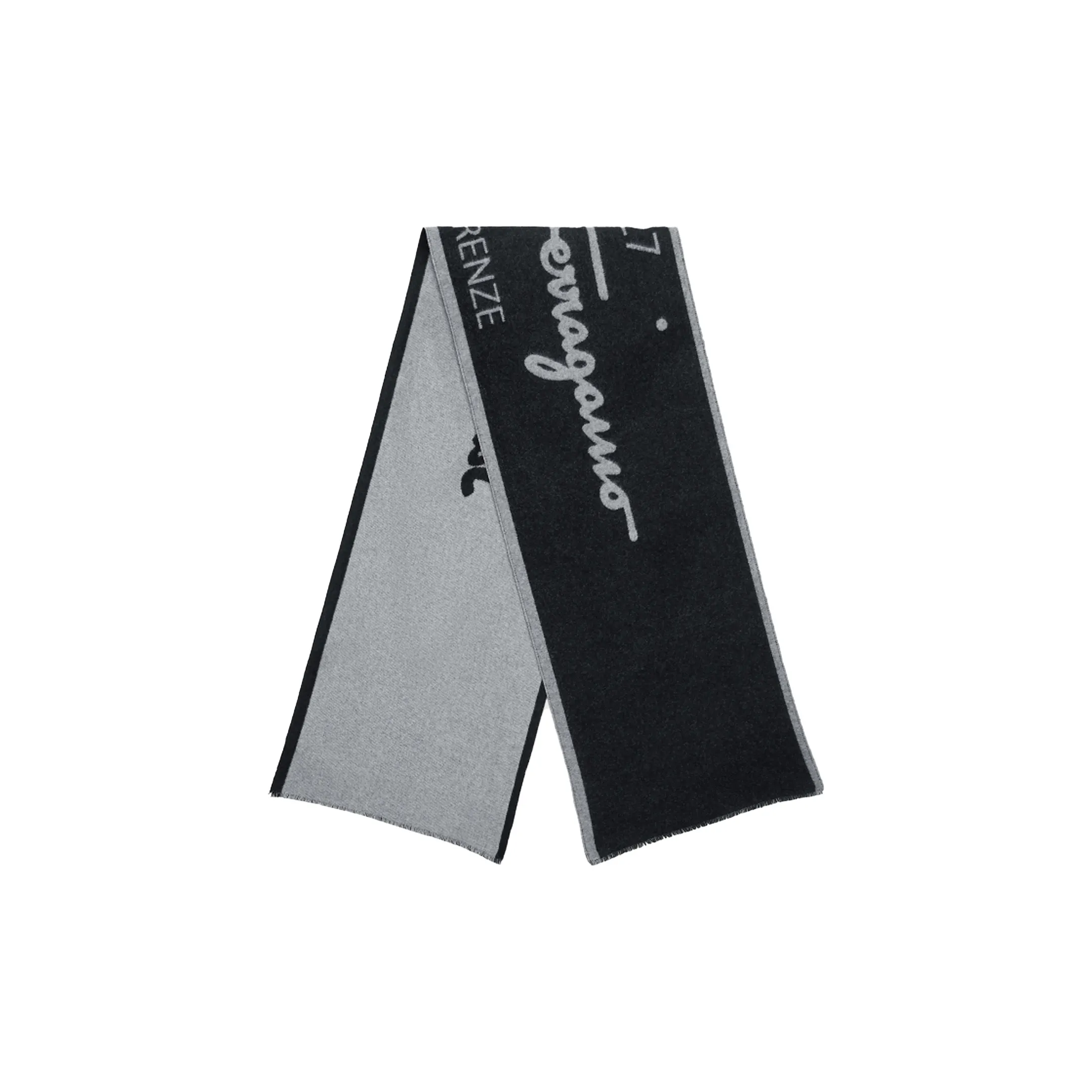 Ferragamo Knit Scarves Unisex Black Gray Color