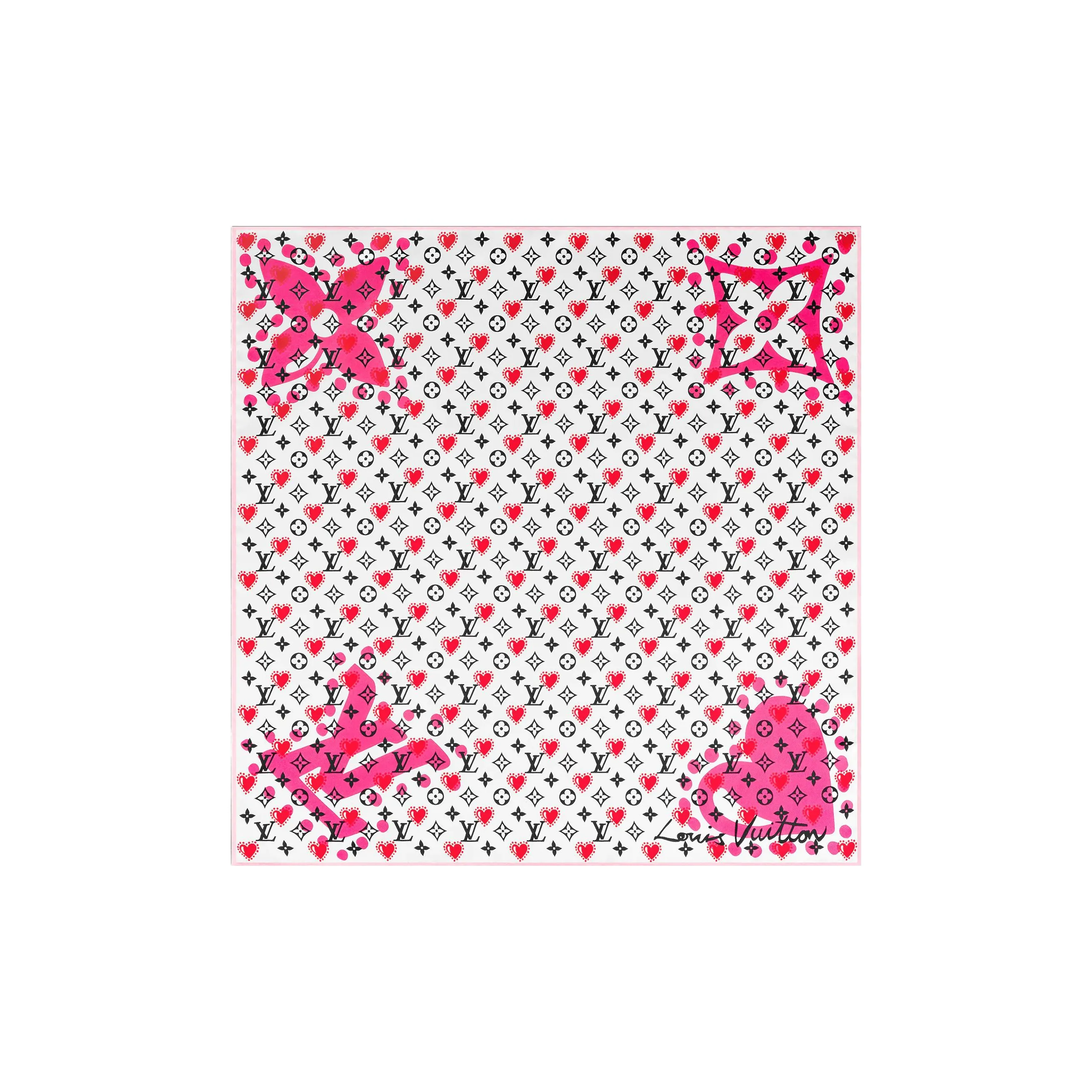 LOUIS VUITTON I LV U BB Шаль из шелка тутового дерева Унисекс Розовый