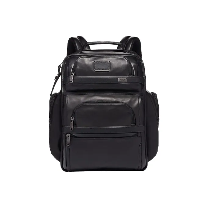 TUMI Alpha 3 Leather Laptop Backpack Regular Men's Black