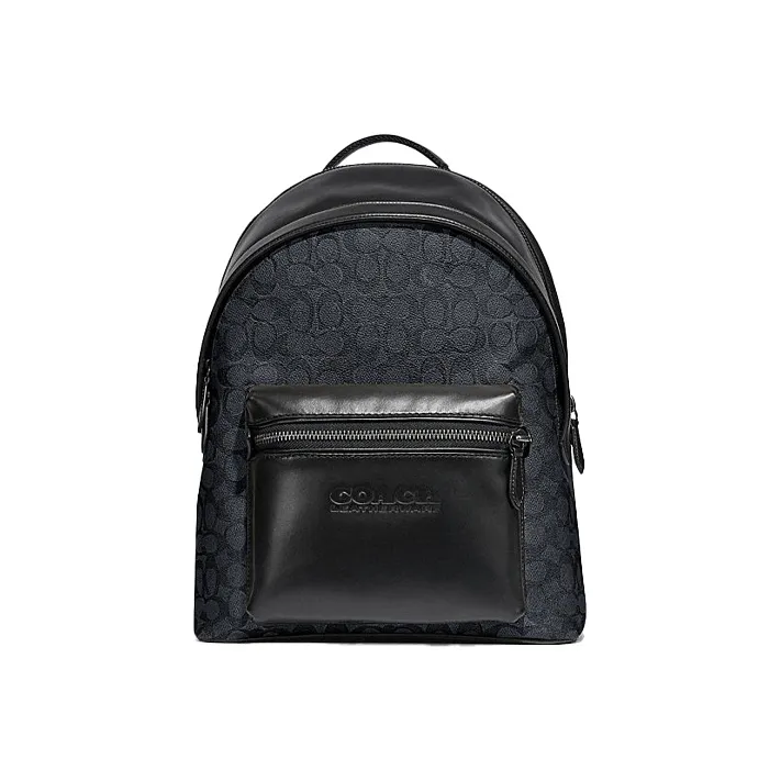 COACH Charter Coated Canvas With Calfskin Backpack Large Size Men
s Black Monogram
